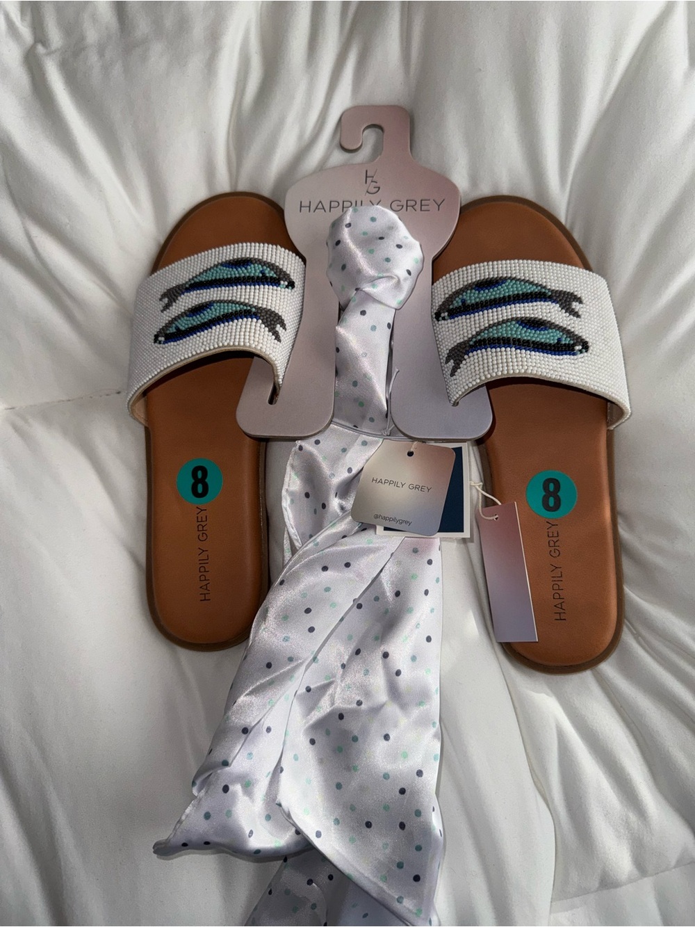 Beaded Sardine Sandals and Headscarf New with Tags Size 8 - Picture 2 of 8